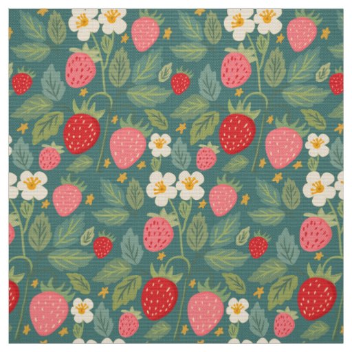 Strawberry Green Botanical Fabric