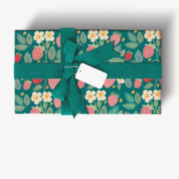 Strawberry Green Botanical  Wrapping Paper