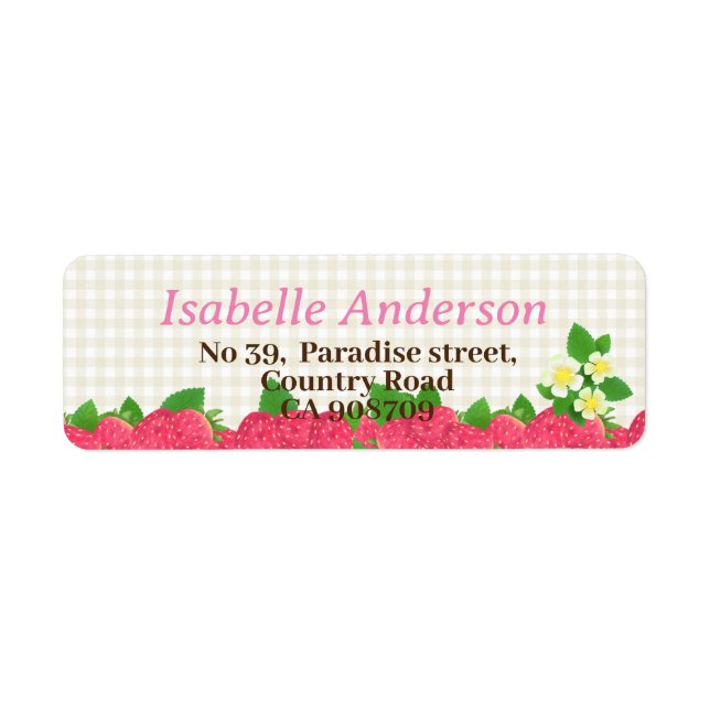 Strawberry Green Gingham Label (Front)