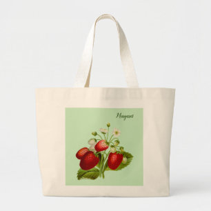 Strawberry Green Large Tote Bag