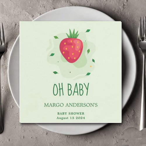 Strawberry Green Red Fruit Baby Shower Napkins