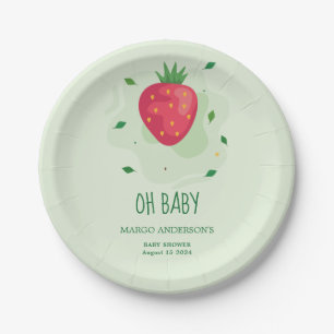 Strawberry Green Red Fruit Baby Shower Paper Plates