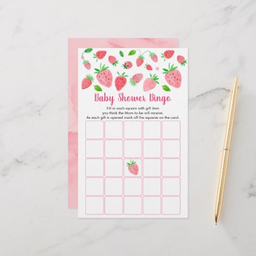 Strawberry Greenery Baby Shower Bingo Game