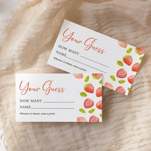 Strawberry Guess How Many Berry Sweet Baby Shower Note Card