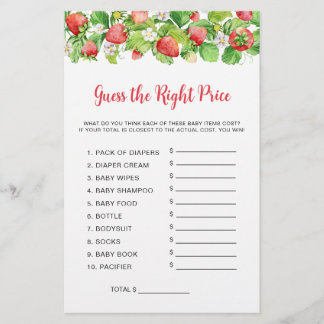 Strawberry Guess The Price Baby Shower Game