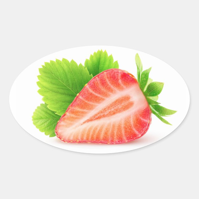 Strawberry half oval sticker (Front)