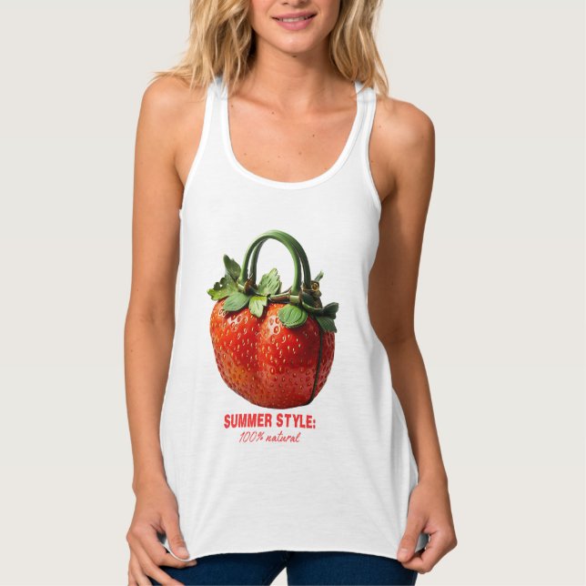Strawberry Handbag Design – Hyper-Realistic Summer Tank Top (Front)