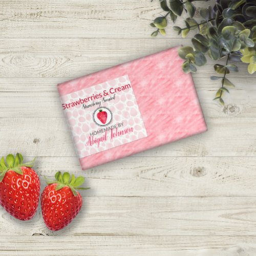 Strawberry Handmade Homemade Soap  Scrub Label