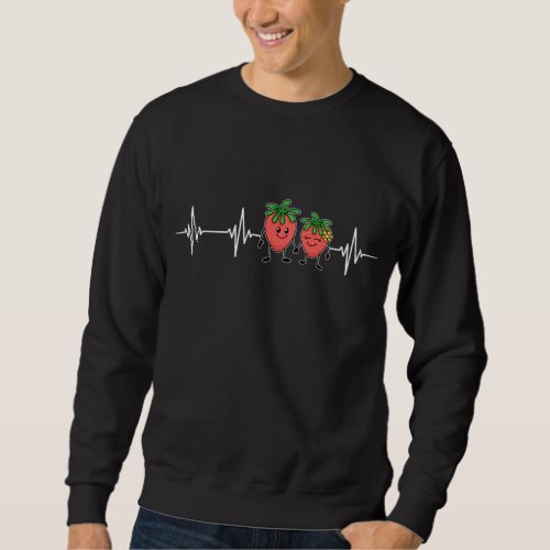 Strawberry Hearbeat Fruit Lover Fruitarian Strawbe Sweatshirt