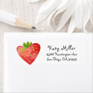 Strawberry Heart Girls Address Label