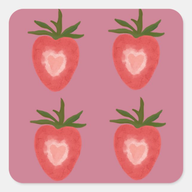 Strawberry heart sticker (Front)