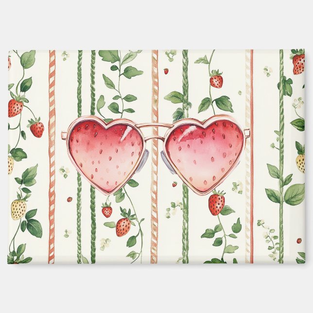 Strawberry Heart Sunglasses Magnet (Front)
