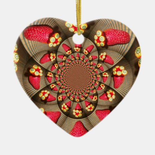 STRAWBERRY Heart  VINTAGE RED AND YELLOW Ornament