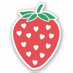 Strawberry Hearts Vinyl Cut Sticker