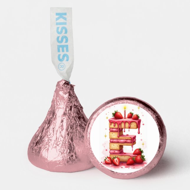 Strawberry Hershey’s Candy Favor Letter E Cake (Front)