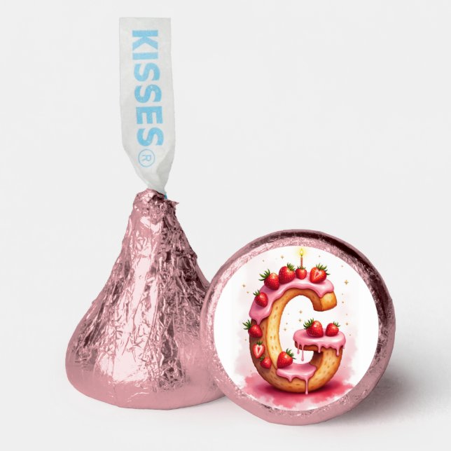 Strawberry Hershey’s Candy Favor Letter G Cake (Front)