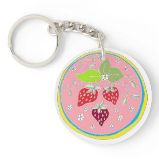 Strawberry Hex art by EelKat - pink Keychain
