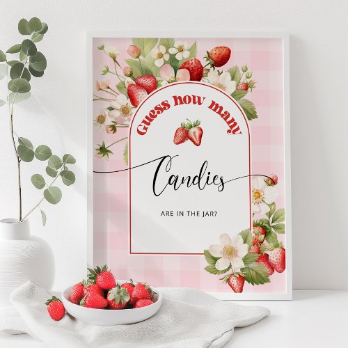 Strawberry How many candies baby shower game Poster