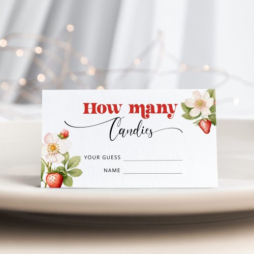 Strawberry how many candies guessing game enclosure card