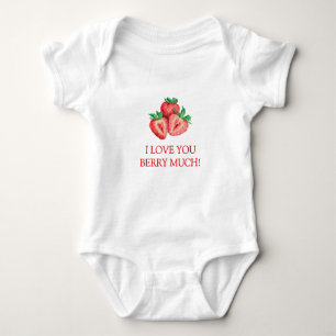 Strawberry I Love You Berry Much Baby Bodysuit