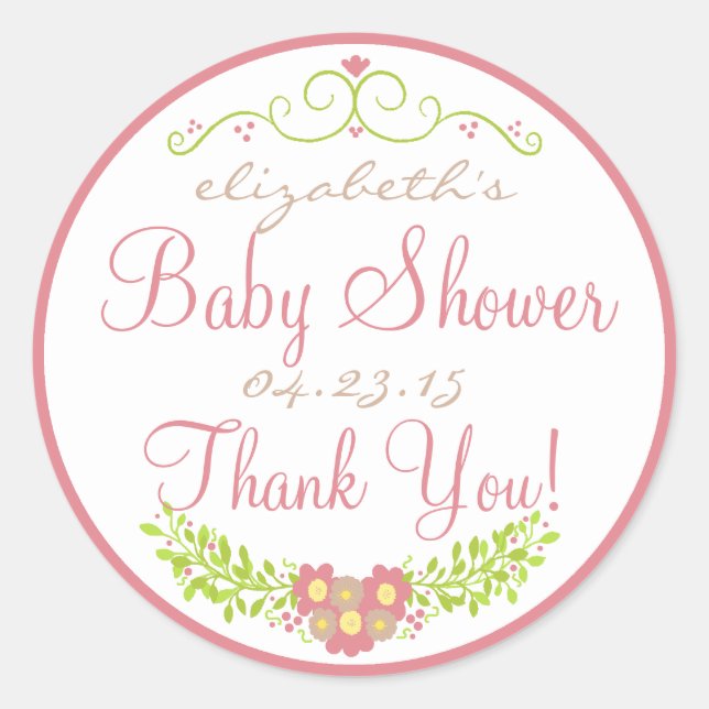 Strawberry Ice and Almond Colors Shower Classic Round Sticker (Front)