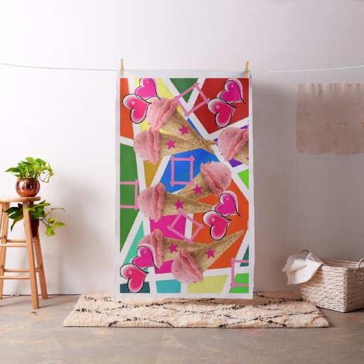 Strawberry Ice Cream Abstract Fabric