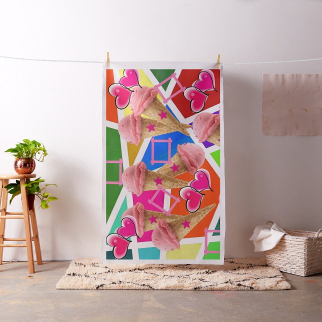 Strawberry Ice Cream Abstract Fabric (In Situ)