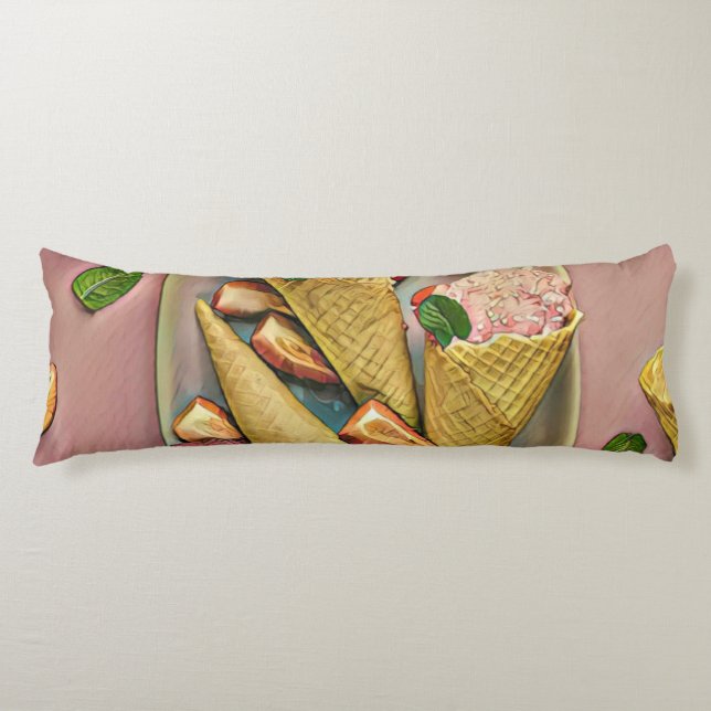 Strawberry ice cream body pillow (Front)