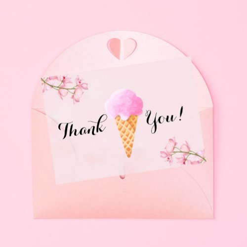 Strawberry Ice Cream Bridal Shower Thank You Card