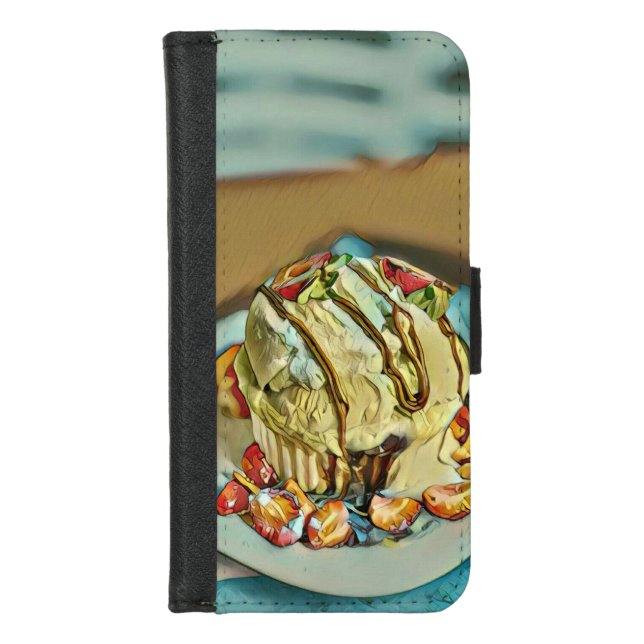 Strawberry ice cream cake iPhone wallet case (Front)