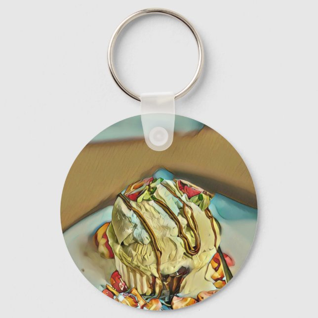 Strawberry ice cream cake keychain (Front)