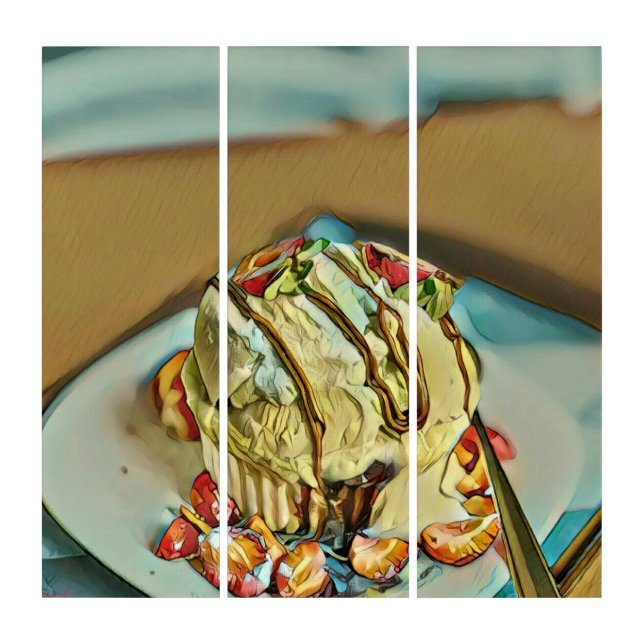 Strawberry ice cream cake triptych (Front)