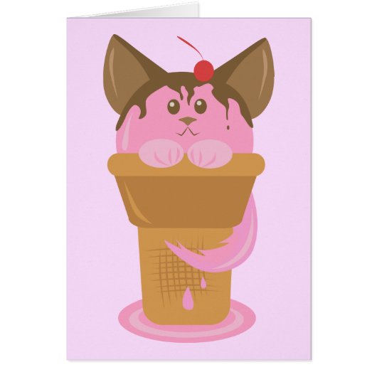 Strawberry Ice Cream Cat Cards (Front)