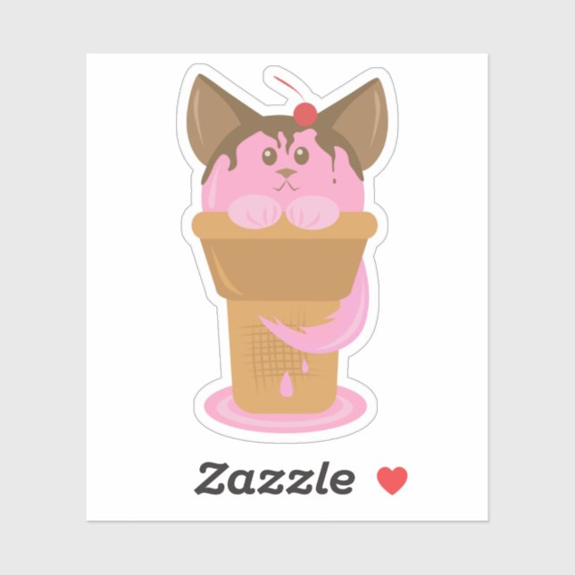 Strawberry Ice Cream Cat Sticker (Sheet)