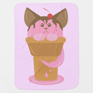 Strawberry Ice Cream Cat Stroller Blanket