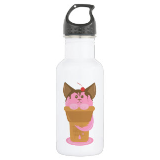 Strawberry Ice Cream Cat Water Bottle