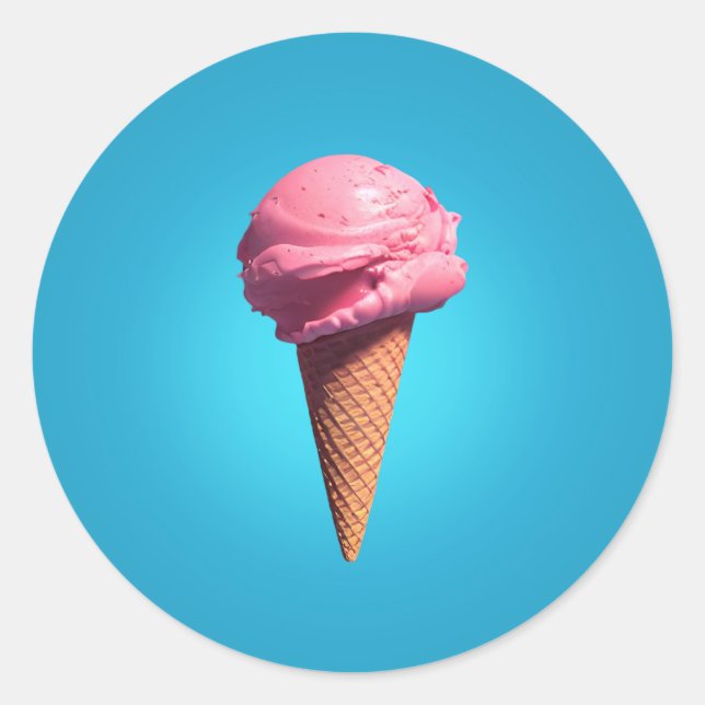 Strawberry Ice-Cream Classic Round Sticker (Front)