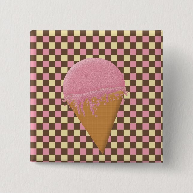 Strawberry Ice Cream Cone Buttons (Front)