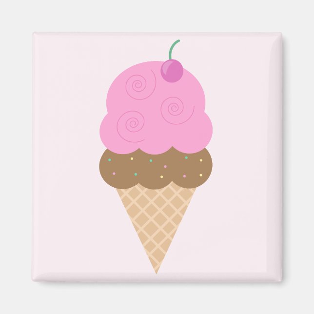 Strawberry Ice Cream Cone Magnet (Front)