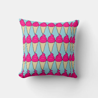 Strawberry ice cream cone Pattern Throw Pillow