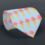 Strawberry Ice Cream Cone Tiled Pattern Neck Tie<br><div class="desc">A tie with a delicious ice cream cone illustration, with a scoop of pink strawberry ice cream held by a waffle
cone.</div>