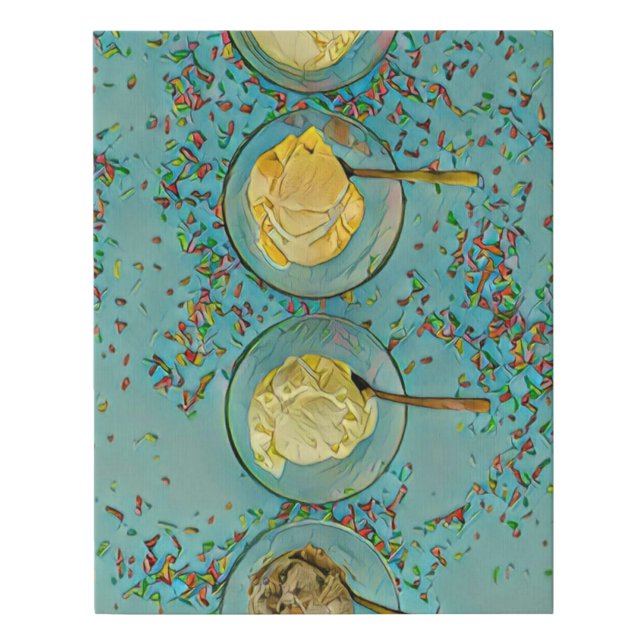 Strawberry ice cream faux canvas print (Front)