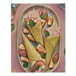 Strawberry ice cream faux canvas print
