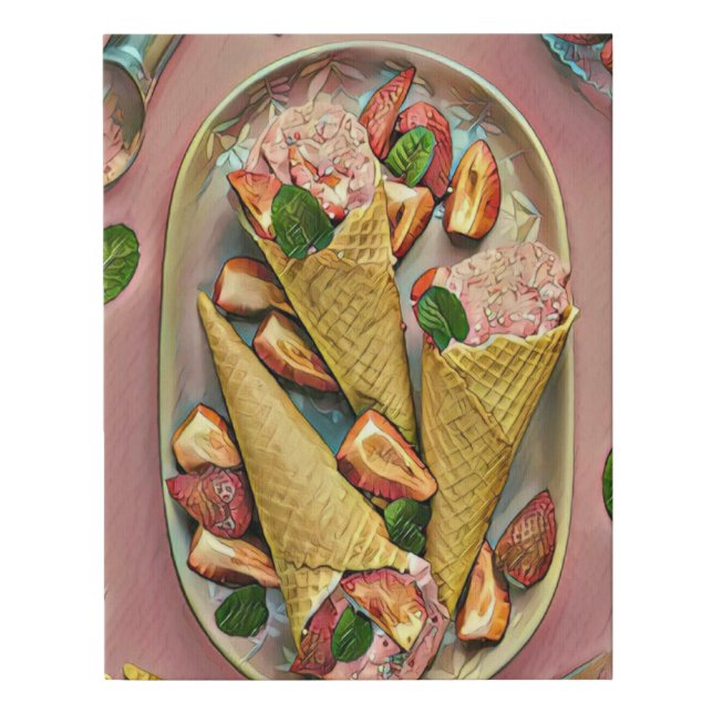 Strawberry ice cream faux canvas print (Front)