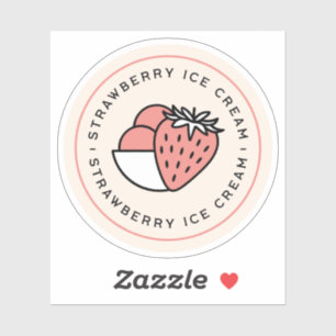 Strawberry ice cream flavor homemade aesthetic sticker