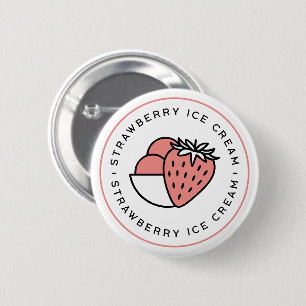 Strawberry ice cream flavor lovers cute aesthetic button