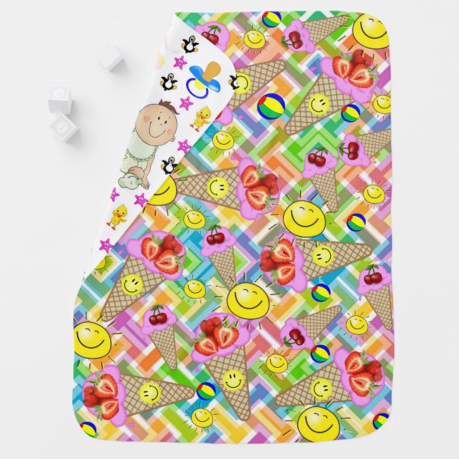 Strawberry Ice Cream Fruit Baby Blanket (In Situ)