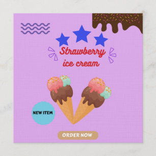Strawberry ice cream 🍓  invitation