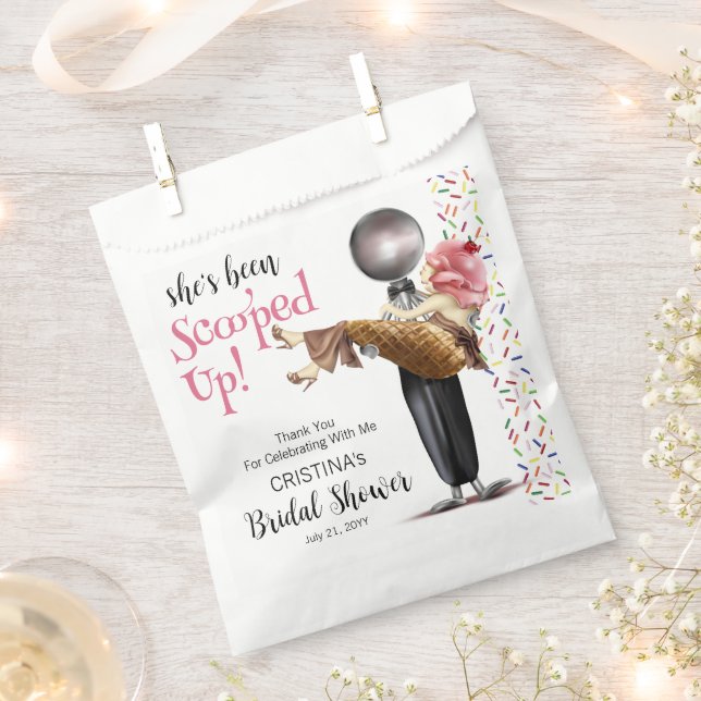 Strawberry Ice cream Scooped Up Bridal Shower Favor Bag (Clipped)