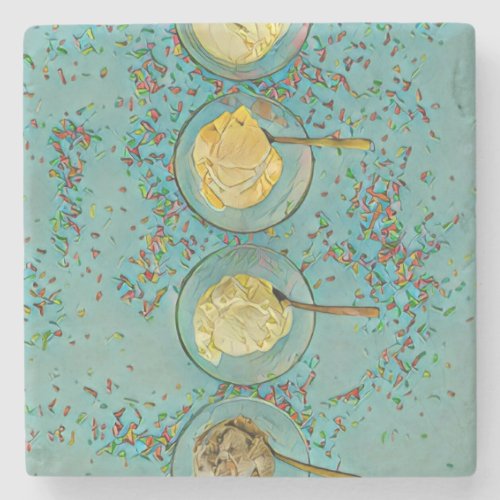 Strawberry ice cream stone coaster